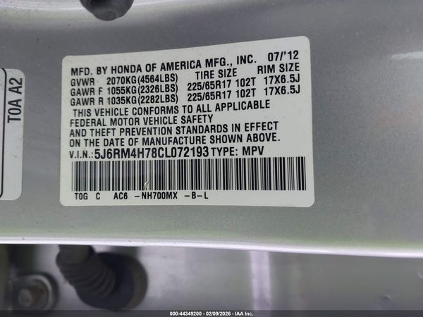 2012 HONDA CR-V EX-L