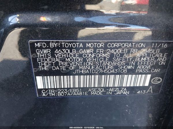 2017 LEXUS IS 200T