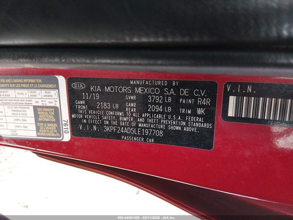 2020 KIA FORTE LXS