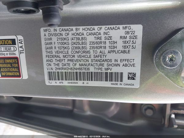2022 HONDA CR-V AWD EX-L