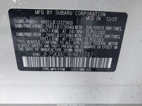 2024 SUBARU FORESTER LIMITED — I9