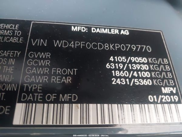 2019 MERCEDES-BENZ SPRINTER 2500 STANDARD ROOF V6