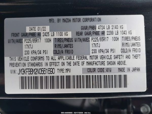 2022 MAZDA CX-5 2.5 S SELECT