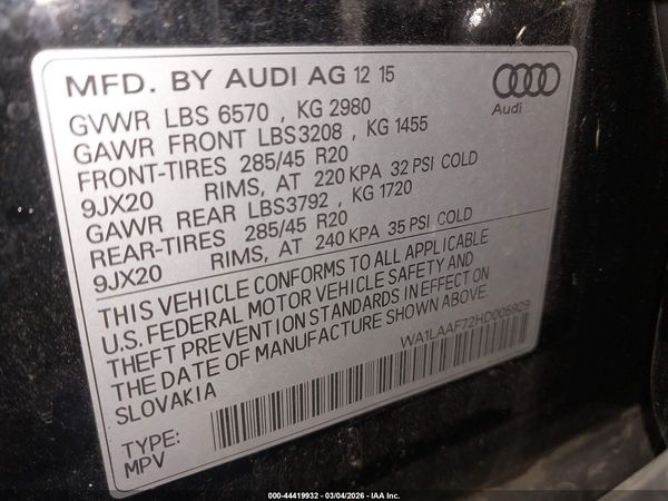 2017 AUDI Q7 3.0T PREMIUM