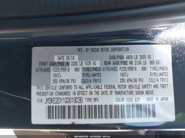 2016 MAZDA CX-5 GRAND TOURING