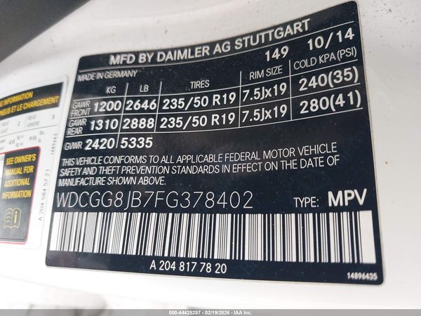 2015 MERCEDES-BENZ GLK 350 4MATIC