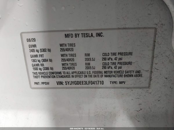 2020 TESLA MODEL Y