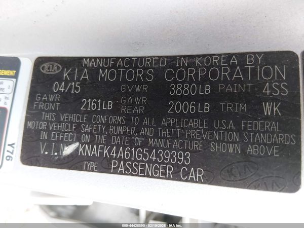 2016 KIA FORTE LX