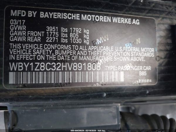 2017 BMW I3 94 AH W/RANGE EXTENDER