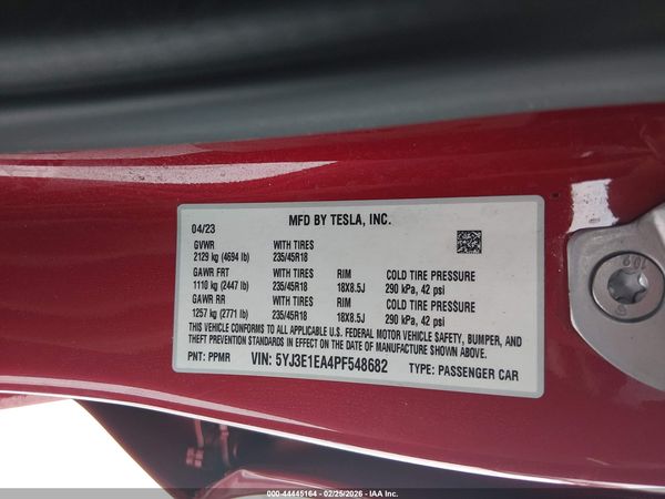 2023 TESLA MODEL 3 REAR-WHEEL DRIVE