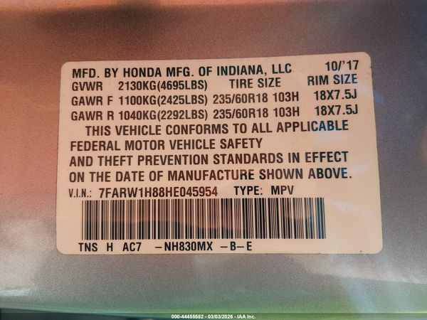 2017 HONDA CR-V EX-L/EX-L NAVI