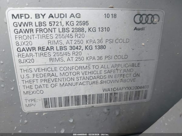 2019 AUDI SQ5 3.0T PREMIUM