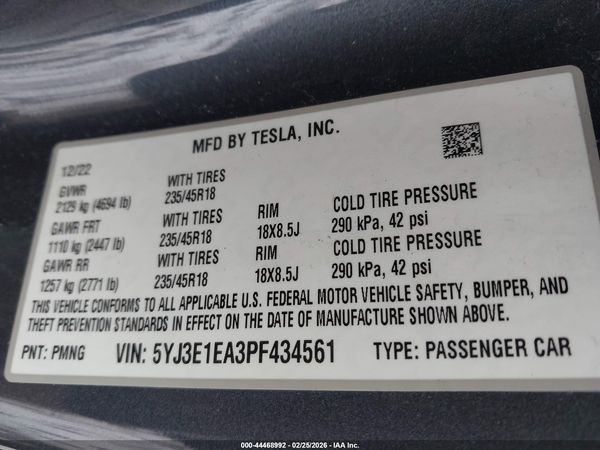 2023 TESLA MODEL 3 REAR-WHEEL DRIVE
