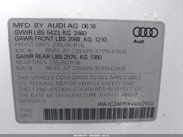 2017 AUDI Q5 2.0T PREMIUM