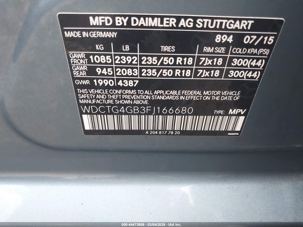 2015 MERCEDES-BENZ GLA 250 4MATIC