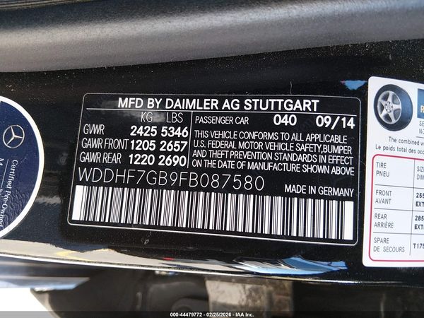2015 MERCEDES-BENZ E 63 AMG S 4MATIC