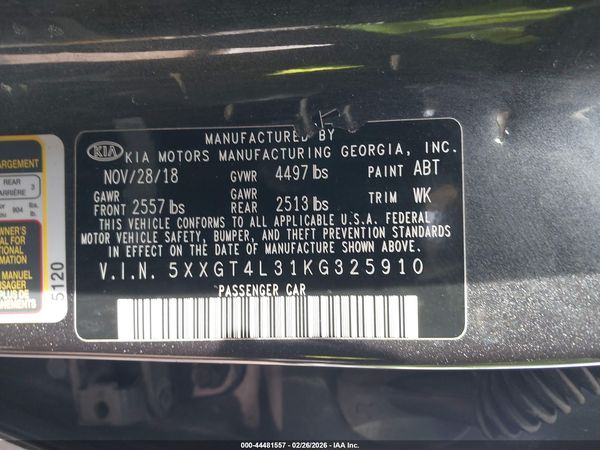 2019 KIA OPTIMA LX