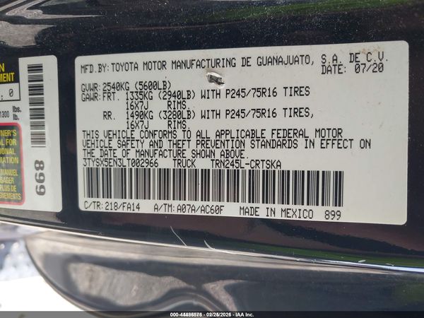 2020 TOYOTA TACOMA SR