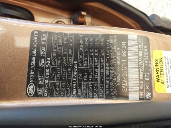 2015 LAND ROVER RANGE ROVER EVOQUE PURE