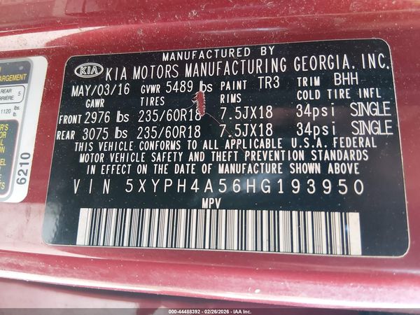 2017 KIA SORENTO 3.3L EX