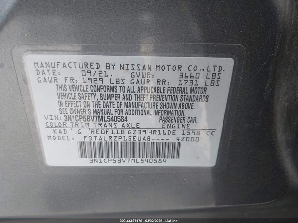 2021 NISSAN KICKS S XTRONIC CVT — I9