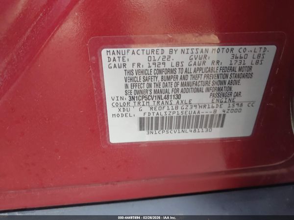 2022 NISSAN KICKS SV XTRONIC CVT