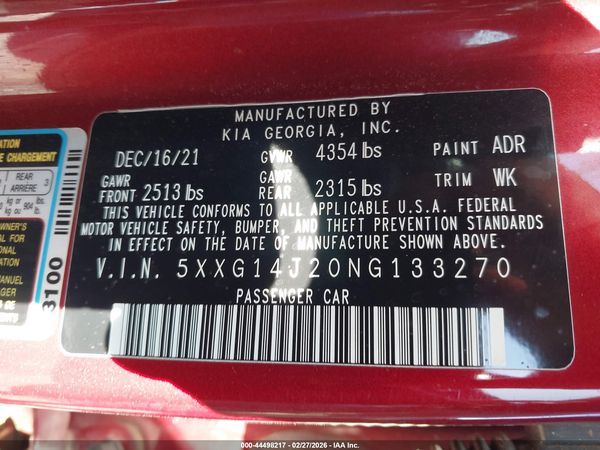2022 KIA K5 LXS