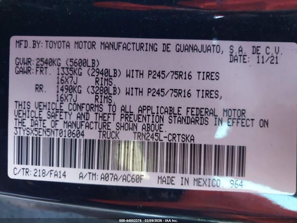 2022 TOYOTA TACOMA SR