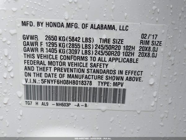2017 HONDA PILOT ELITE