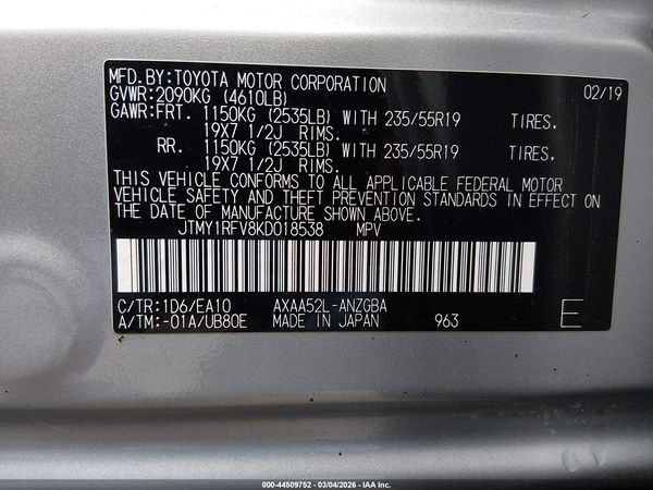 2019 TOYOTA RAV4 LIMITED