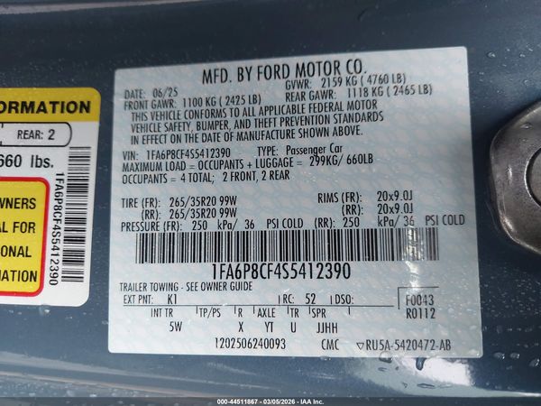 2025 FORD MUSTANG GT PREMIUM FASTBACK