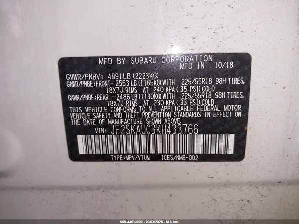 2019 SUBARU FORESTER LIMITED