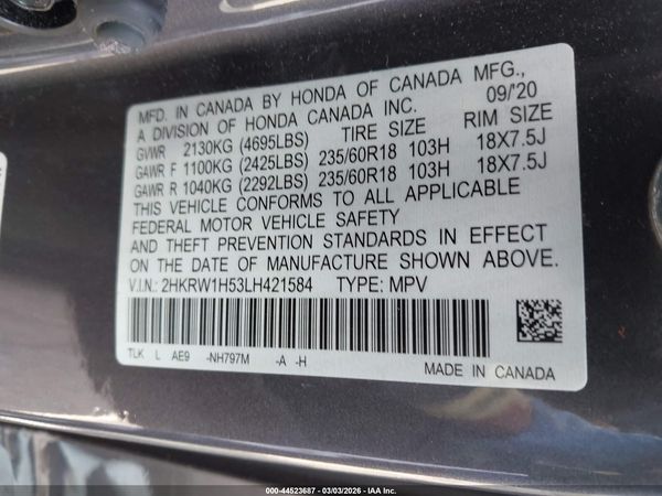 2020 HONDA CR-V 2WD EX