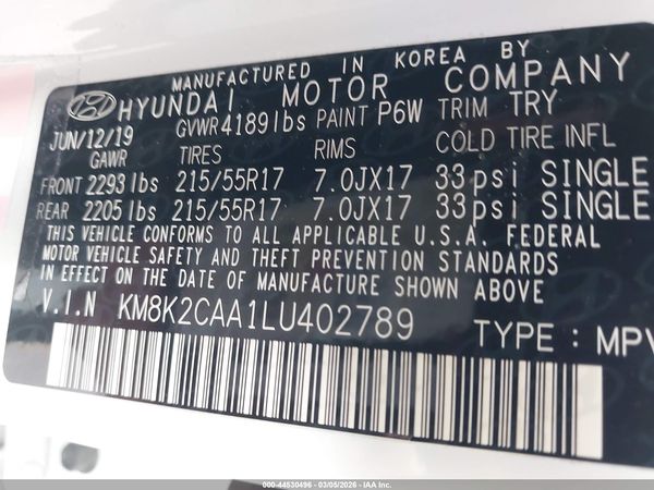 2020 HYUNDAI KONA SEL