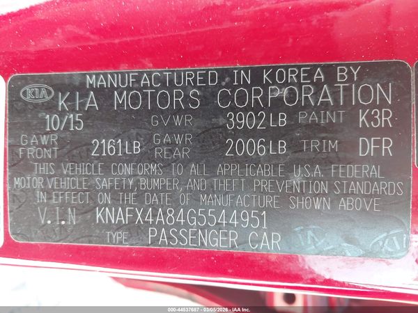 2016 KIA FORTE EX