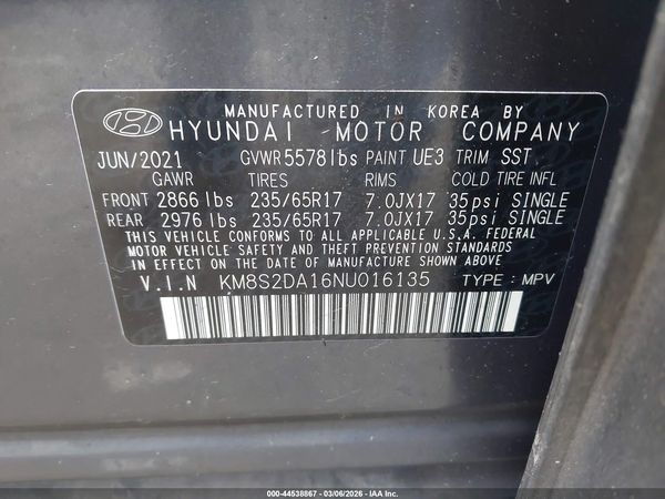 2022 HYUNDAI SANTA FE HYBRID BLUE