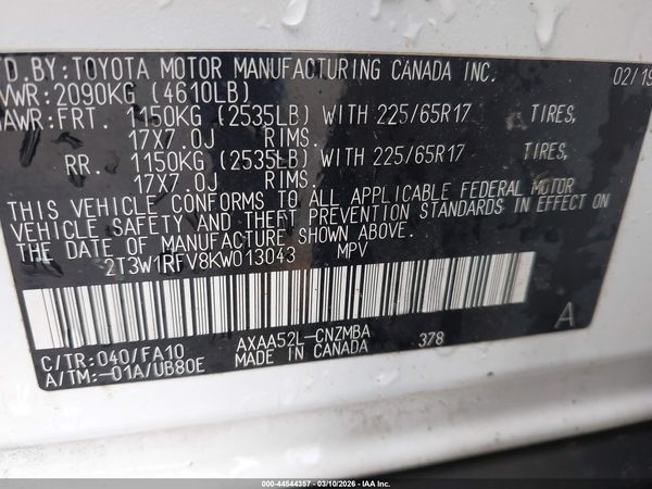 2019 TOYOTA RAV4 XLE