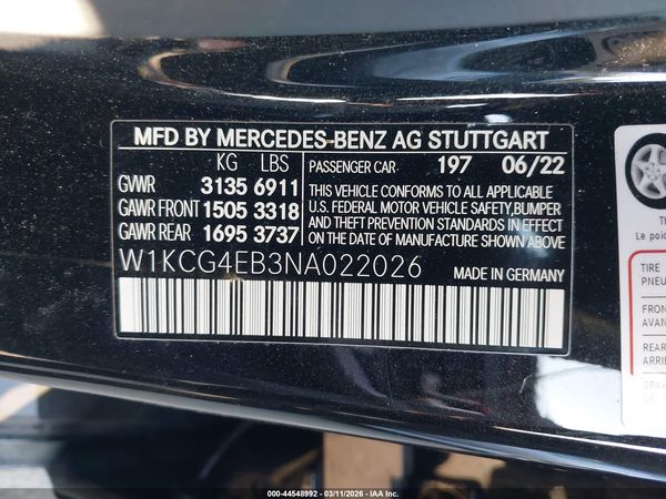 2022 MERCEDES-BENZ EQS 580 4MATIC — I9