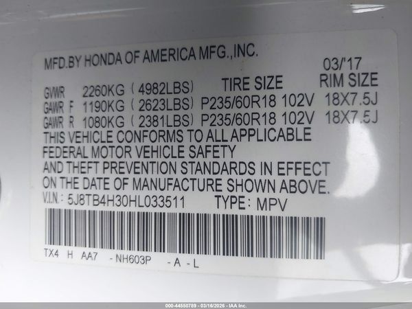 2017 ACURA RDX ACURAWATCH PLUS PACKAGE