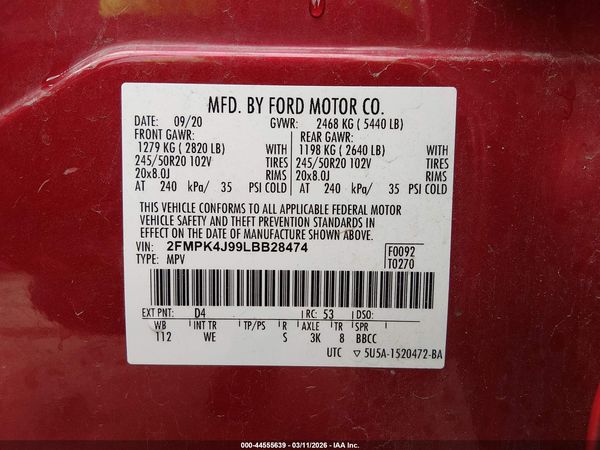 2020 FORD EDGE ST LINE — I9