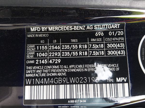 2020 MERCEDES-BENZ GLB 250 GLB250