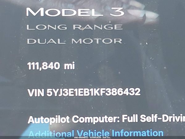 2019 TESLA MODEL 3 LONG RANGE/PERFORMANCE