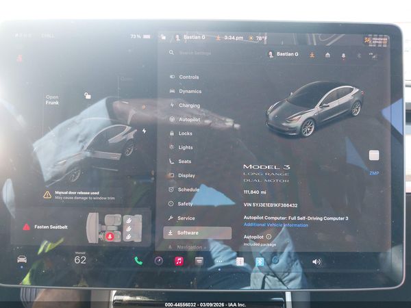 2019 TESLA MODEL 3 LONG RANGE/PERFORMANCE