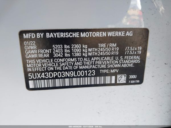 2022 BMW X3 SDRIVE30I