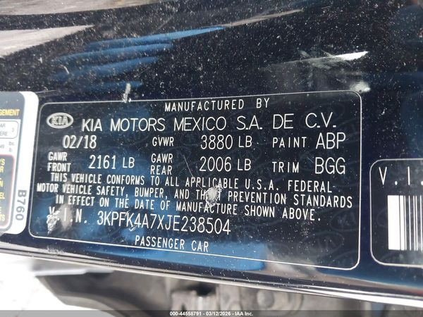 2018 KIA FORTE LX