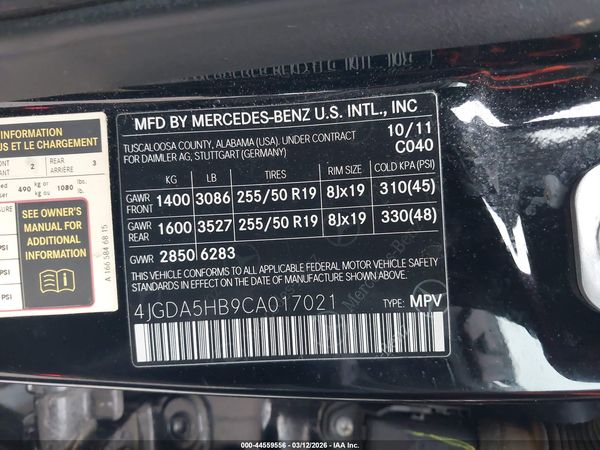 2012 MERCEDES-BENZ ML 350 4MATIC