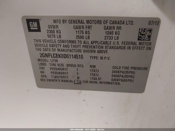 2013 CHEVROLET EQUINOX LS — I9