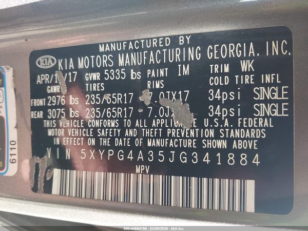 2018 KIA SORENTO 2.4L LX