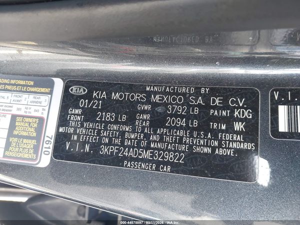 2021 KIA FORTE LXS