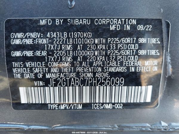 2023 SUBARU CROSSTREK Base — I9